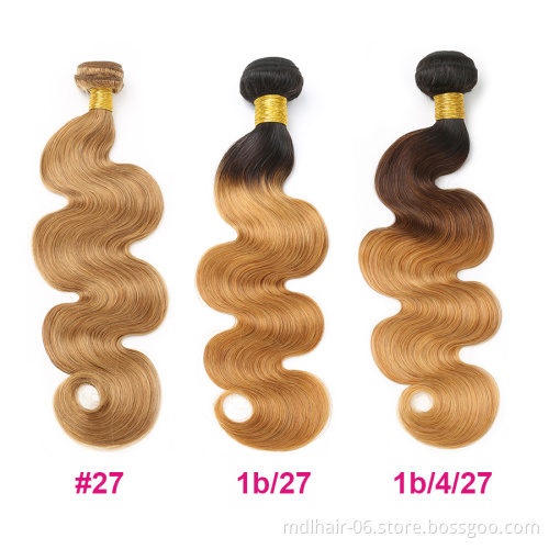 Wholesale Ombre Hair Bundles Body Wave T1B/4/27 30 613# Brazilian Hair Weave Bundles 3 Tone Blonde Human Hair Bundles